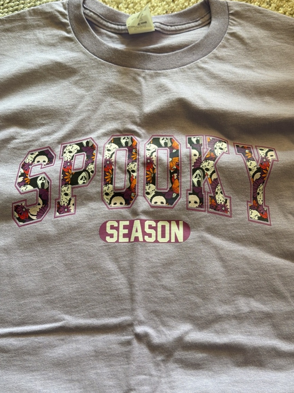 Hanes Lavender Short-Sleeve Tee with 'SPOOKY SEASON' Graphic
